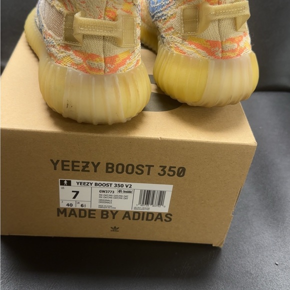Yeezy Adidas Sneakers in Beige, Orange, and Blue - Picture 3 of 5